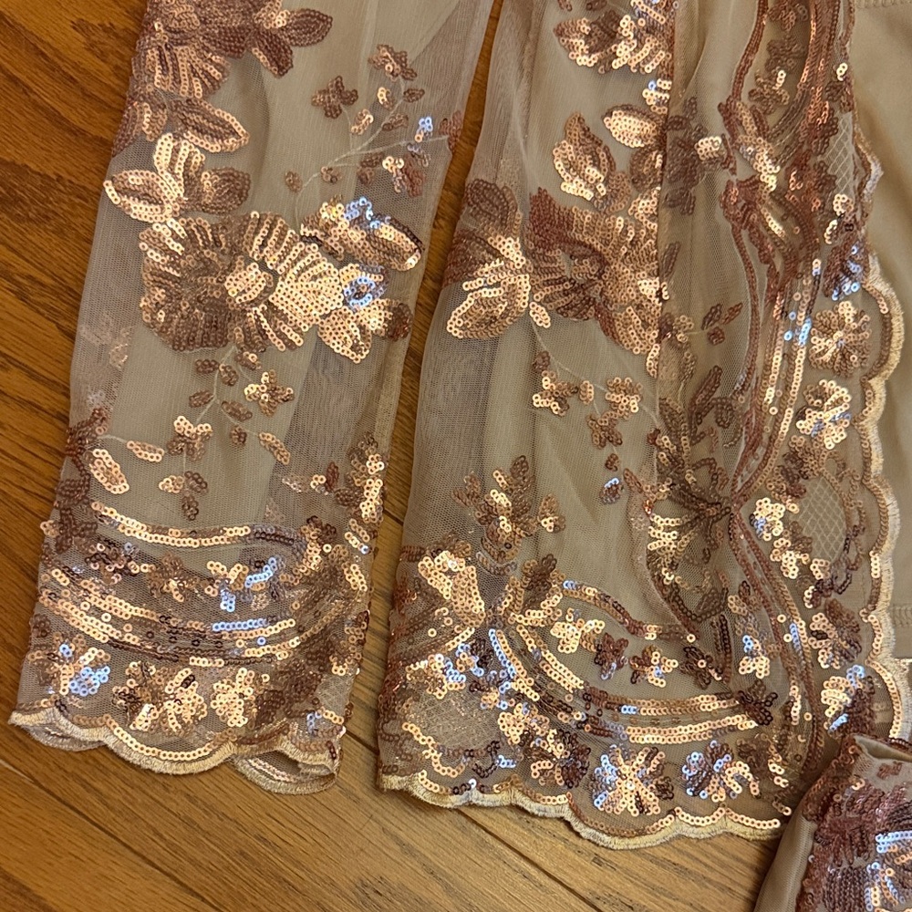 Trendy Boutique Beige and Brown Embroidered blazer and short set - Picture 3 of 5